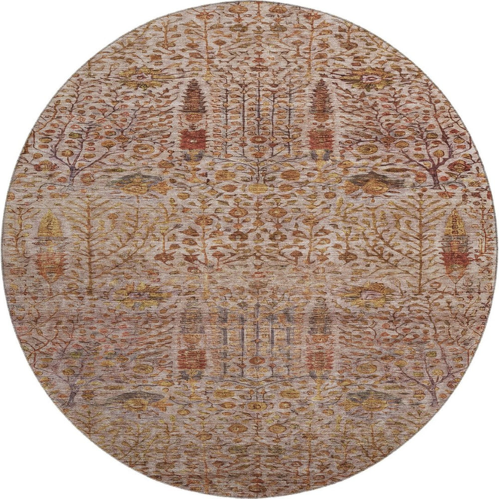 HomeRoots 8' X 10' Terra Cotta & Beige Floral Vines Rug - Washable, UV Protected, Ideal for Families & Pets 716627