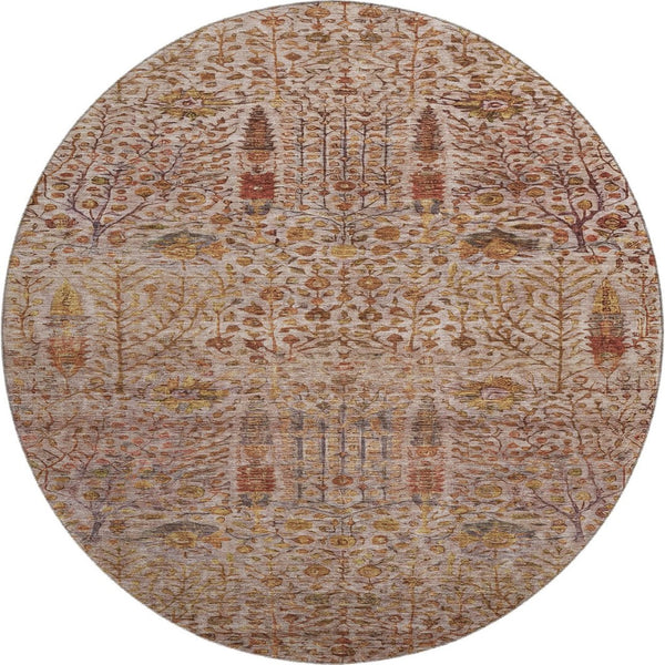 HomeRoots 8' X 10' Terra Cotta & Beige Floral Vines Rug - Washable, UV Protected, Ideal for Families & Pets 716627