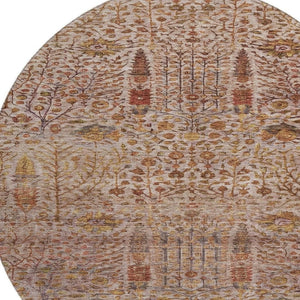 HomeRoots 8' X 10' Terra Cotta & Beige Floral Vines Rug - Washable, UV Protected, Ideal for Families & Pets 716627