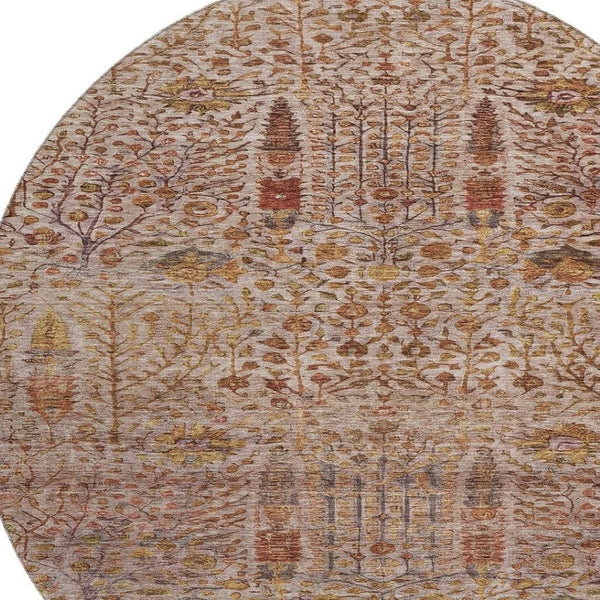 HomeRoots 8' X 10' Terra Cotta & Beige Floral Vines Rug - Washable, UV Protected, Ideal for Families & Pets 716627
