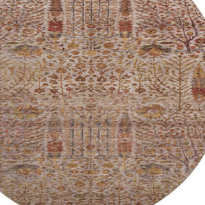 HomeRoots 8' X 10' Terra Cotta & Beige Floral Vines Rug - Washable, UV Protected, Ideal for Families & Pets 716627