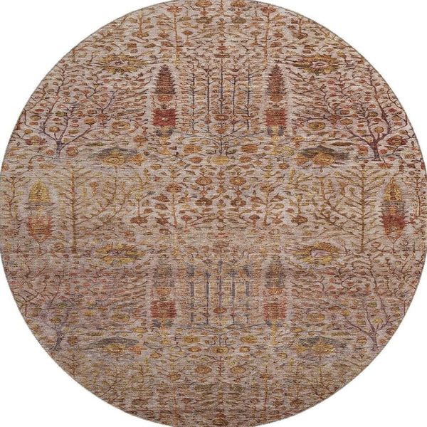 HomeRoots 8' X 10' Terra Cotta & Beige Floral Vines Rug - Washable, UV Protected, Ideal for Families & Pets 716627