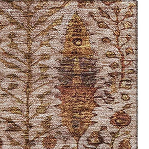 HomeRoots 10' X 14' Transitional Terra Cotta Floral Area Rug – Machine Washable, UV Protected, Stain Resistant! 716629