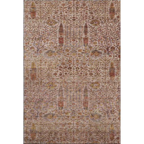 HomeRoots 10' X 14' Transitional Terra Cotta Floral Area Rug – Machine Washable, UV Protected, Stain Resistant! 716629