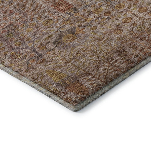 HomeRoots 10' X 14' Transitional Terra Cotta Floral Area Rug – Machine Washable, UV Protected, Stain Resistant! 716629