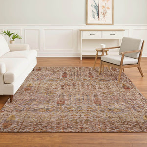 HomeRoots 10' X 14' Transitional Terra Cotta Floral Area Rug – Machine Washable, UV Protected, Stain Resistant! 716629