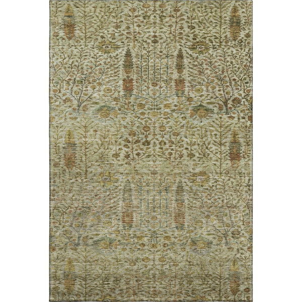 HomeRoots 5' X 8' Floral Vines Area Rug in Wheat and Gold – Machine Washable, UV Protected, Stain Resistant! 716631
