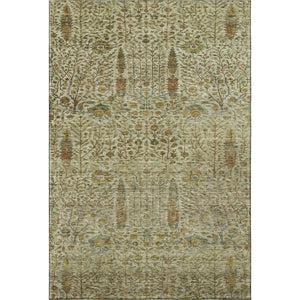 HomeRoots 5' X 8' Floral Vines Area Rug in Wheat and Gold – Machine Washable, UV Protected, Stain Resistant! 716631