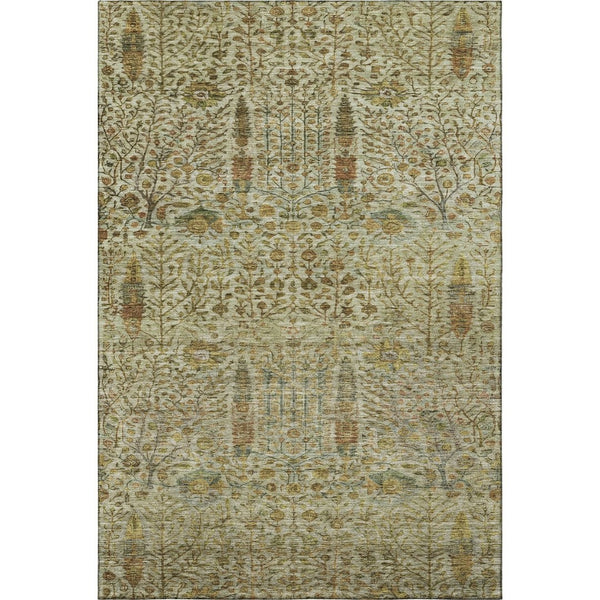 HomeRoots 5' X 8' Floral Vines Area Rug in Wheat and Gold – Machine Washable, UV Protected, Stain Resistant! 716631