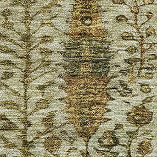 HomeRoots 8' Washable Floral Rug with Wheat and Gold Vines, UV Protection & Non-Slip Backing for Homes 716632