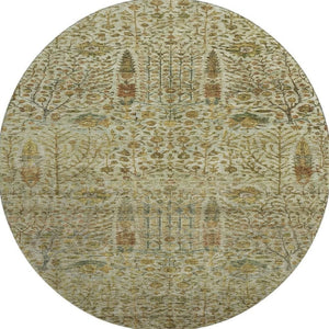 HomeRoots 8' X 10' Washable Floral Vines Area Rug - Wheat & Gold, UV Resistant, Stain-Resistant & Durable Design 716633