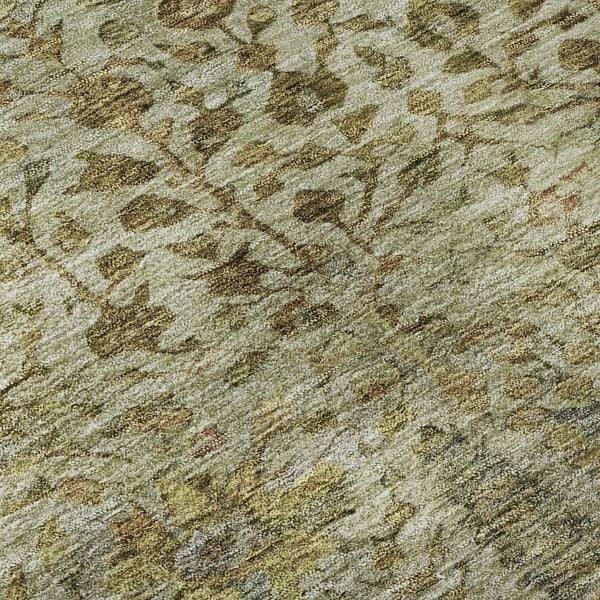 HomeRoots 8' X 10' Washable Floral Vines Area Rug - Wheat & Gold, UV Resistant, Stain-Resistant & Durable Design 716633