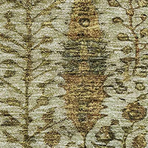 HomeRoots 9' X 12' Wheat And Gold Floral Vines Area Rug - Washable, Stain-Resistant, UV Protected Elegance 716634