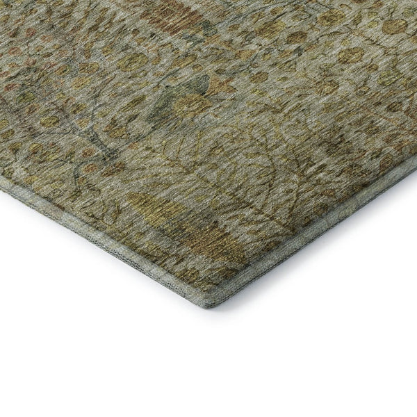 HomeRoots 9' X 12' Wheat And Gold Floral Vines Area Rug - Washable, Stain-Resistant, UV Protected Elegance 716634