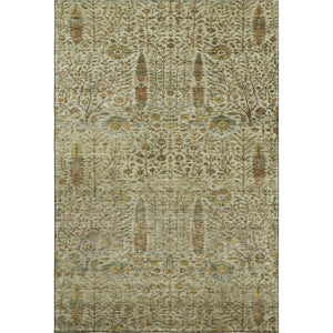 HomeRoots 10' X 14' Washable Floral Vines Area Rug with UV Protection in Wheat & Gold - Perfect for Families! 716635