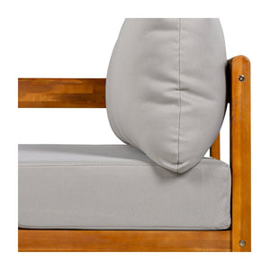 English Elm U_style Acacia Wood Outdoor L Shaped Corner Sofa Set with Arc Frame and Cushions Grey WY000481AAE