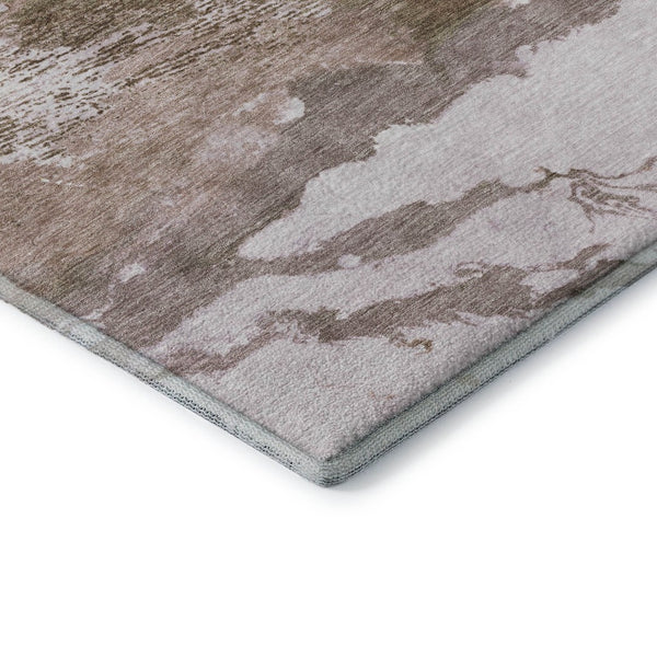HomeRoots 10' X 14' Washable Brown and Ivory Abstract Area Rug with UV Protection for Family-Friendly Spaces 716641