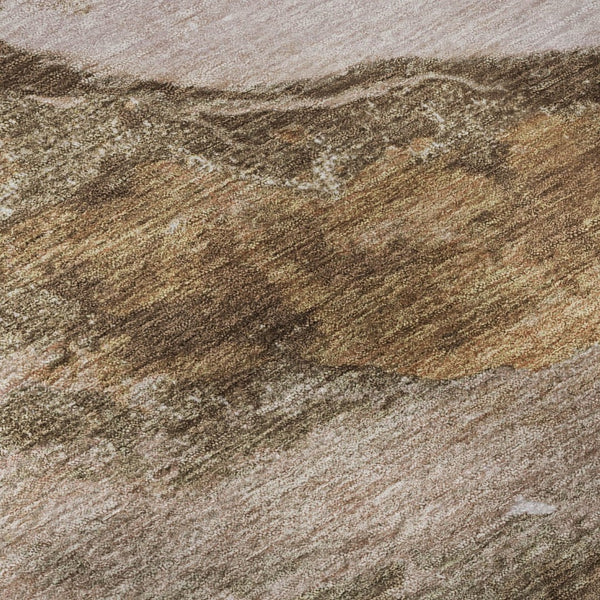 HomeRoots 10' X 14' Washable Brown and Ivory Abstract Area Rug with UV Protection for Family-Friendly Spaces 716641