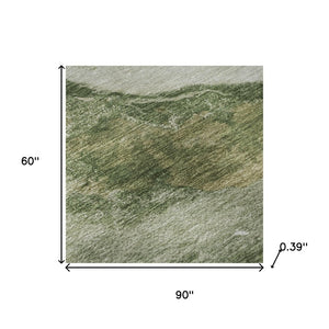 HomeRoots 8' Green And Ivory Abstract Round Rug - Washable, UV Protected, Stain-Resistant, Soft & Stylish 716644