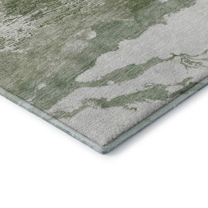 HomeRoots 8' x 10' Contemporary Green & Ivory Abstract Washable Area Rug with UV Protection & Easy Care 716645