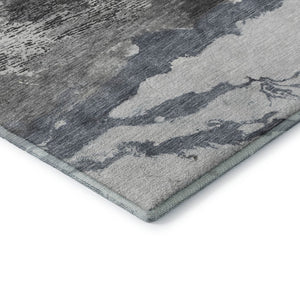 HomeRoots 8' Gray And Ivory Abstract Washable Round Rug - UV Protected, Durable, Family-Friendly Design! 716650