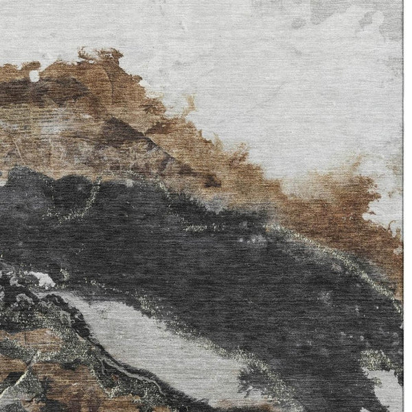 HomeRoots 9' X 12' Stylish Gray and Ivory Abstract Area Rug - Washable, Stain-Resistant, UV Protected! 716652