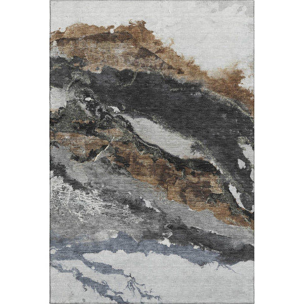 HomeRoots 10' X 14' Gray and Ivory Abstract Area Rug - Soft, Durable, Machine Washable with UV Protection! 716653