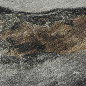 HomeRoots 10' X 14' Gray and Ivory Abstract Area Rug - Soft, Durable, Machine Washable with UV Protection! 716653