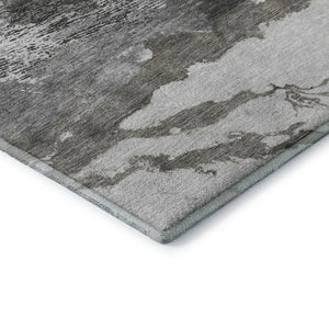 HomeRoots 8' X 10' Washable Pewter & Ivory Abstract Area Rug – Durable, UV Protected, Stain Resistant Design! 716657