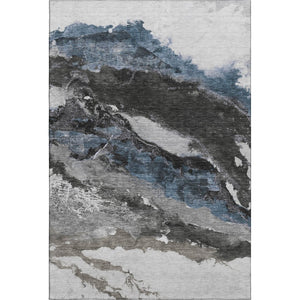 HomeRoots 10' X 14' Modern Pewter and Ivory Abstract Area Rug - Washable, UV Protected, Perfect for Families 716659