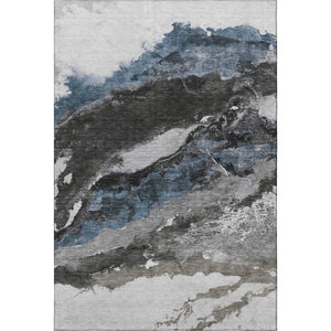 HomeRoots 10' X 14' Modern Pewter and Ivory Abstract Area Rug - Washable, UV Protected, Perfect for Families 716659