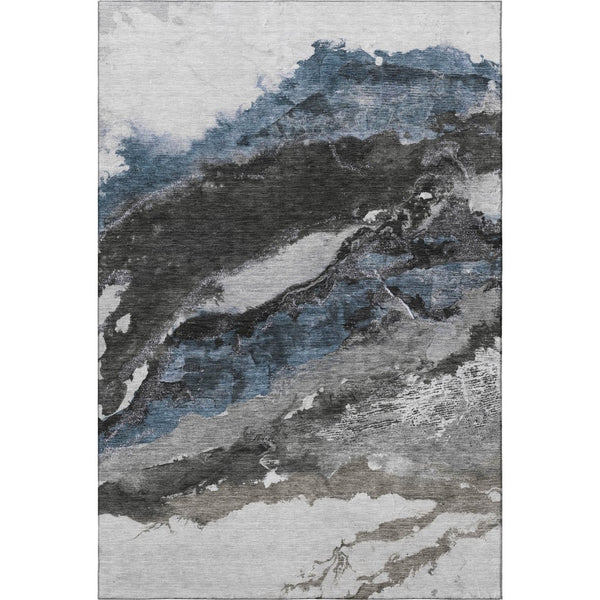 HomeRoots 10' X 14' Modern Pewter and Ivory Abstract Area Rug - Washable, UV Protected, Perfect for Families 716659