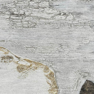 HomeRoots 9' X 12' Elegant Silver and Gray Floral Area Rug - Washable, UV Protected, Non-Slip for Any Room 716664