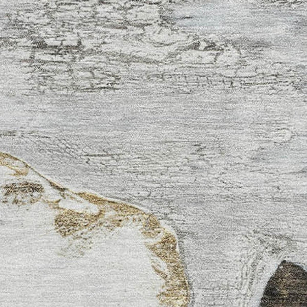 HomeRoots 9' X 12' Elegant Silver and Gray Floral Area Rug - Washable, UV Protected, Non-Slip for Any Room 716664