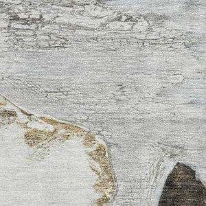 HomeRoots 10' X 14' Silver and Gray Floral Washable Area Rug - Stain Resistant, UV Protected, Ideal for Homes 716665