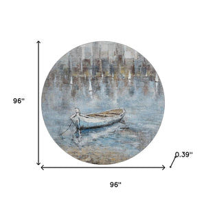 HomeRoots 8' X 10' Nautical Blue and Beige Area Rug - Washable, UV Protected, Stylish, and Durable Home Decor 716669