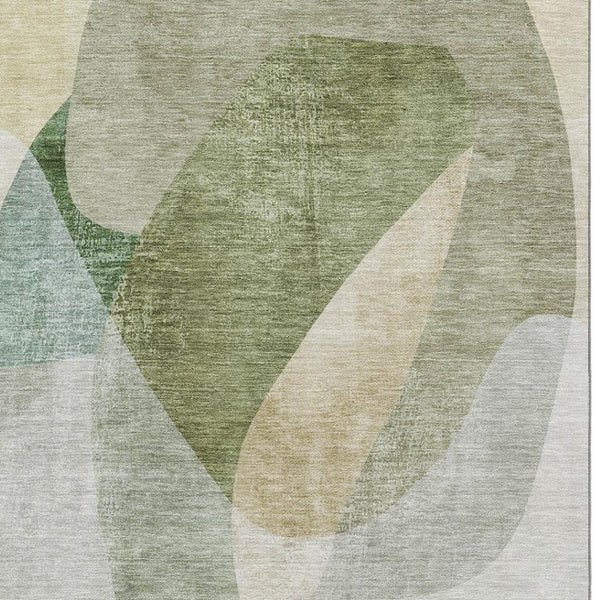 HomeRoots 5' X 8' Sage and Beige Abstract Washable Area Rug - Stylish, Durable, UV-Protected & Easy-Care Solution! 716673