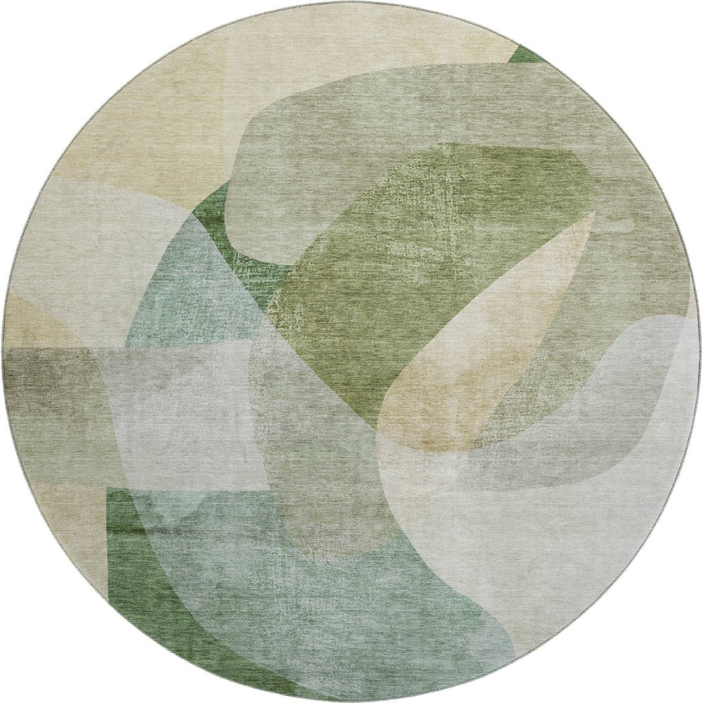 HomeRoots 8' X 10' Sage & Beige Abstract Area Rug - Washable, Stain Resistant, UV Protected for Modern Homes 716675