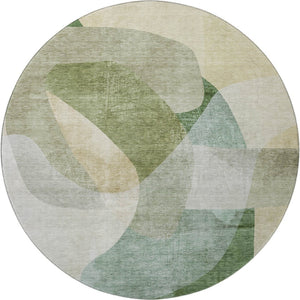 HomeRoots 8' X 10' Sage & Beige Abstract Area Rug - Washable, Stain Resistant, UV Protected for Modern Homes 716675