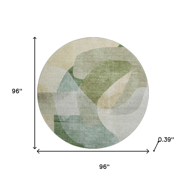 HomeRoots 8' X 10' Sage & Beige Abstract Area Rug - Washable, Stain Resistant, UV Protected for Modern Homes 716675