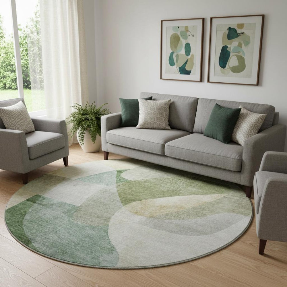 HomeRoots 8' X 10' Sage & Beige Abstract Area Rug - Washable, Stain Resistant, UV Protected for Modern Homes 716675