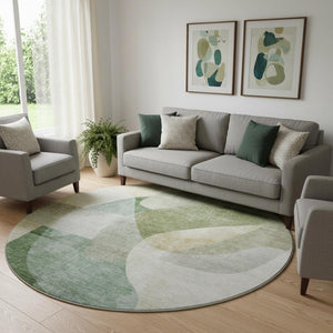 HomeRoots 8' X 10' Sage & Beige Abstract Area Rug - Washable, Stain Resistant, UV Protected for Modern Homes 716675
