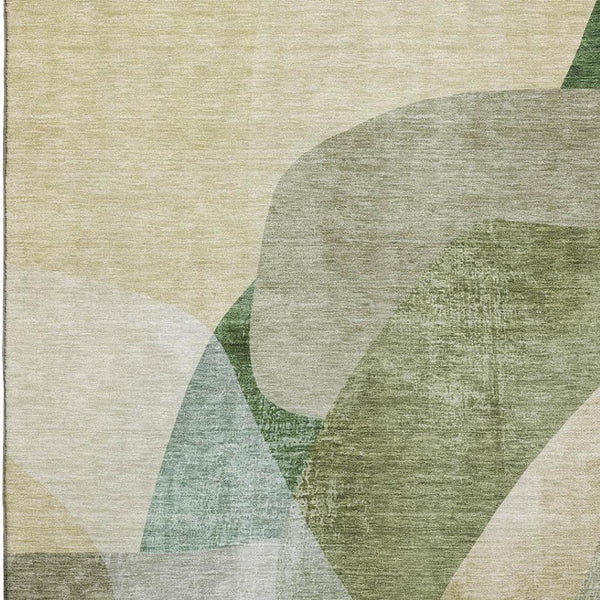 HomeRoots 9' X 12' Sage & Beige Abstract Area Rug – Washable, UV-Protected, Ideal for High-Traffic Spaces! 716676