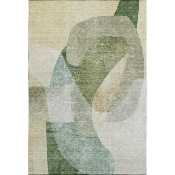 HomeRoots 10' X 14' Sage and Beige Abstract Area Rug - Durable, Washable, UV Protection for Modern Living Spaces 716677