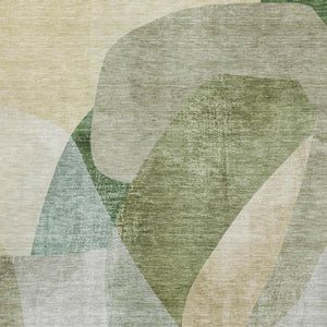 HomeRoots 10' X 14' Sage and Beige Abstract Area Rug - Durable, Washable, UV Protection for Modern Living Spaces 716677