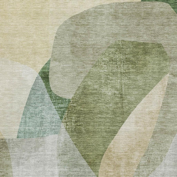 HomeRoots 10' X 14' Sage and Beige Abstract Area Rug - Durable, Washable, UV Protection for Modern Living Spaces 716677