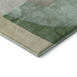 HomeRoots 10' X 14' Sage and Beige Abstract Area Rug - Durable, Washable, UV Protection for Modern Living Spaces 716677