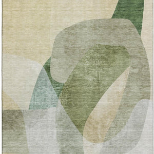 HomeRoots 10' X 14' Sage and Beige Abstract Area Rug - Durable, Washable, UV Protection for Modern Living Spaces 716677