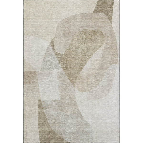 HomeRoots 5' X 8' Beige Ivory Abstract Area Rug - Washable, UV-Protected, Durable, Ideal for High-Traffic Spaces 716679