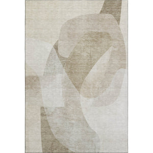 HomeRoots 8' Beige and Ivory Abstract Round Rug – Stylish, Washable, UV-Protected, Perfect for High-Traffic Areas 716680